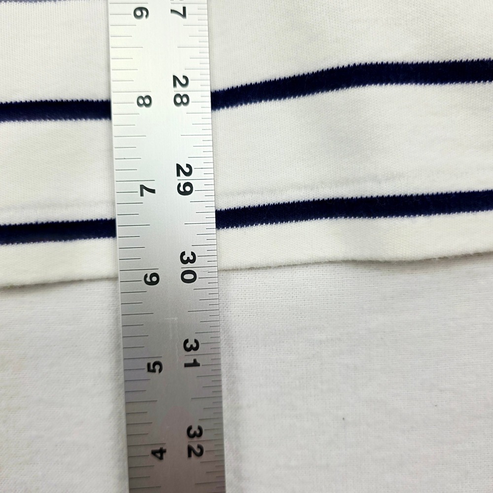 Polo Ralph Lauren Polo Shirt Men XL White Navy Blue Striped Cotton Short Sleeve - Picture 7 of 7